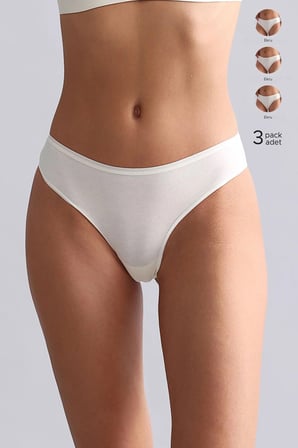 Mısırlı Modal by TENCEL HERA Brief İnce Lastikli 3'lü Slip Külot Ekru