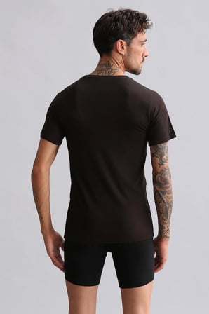 Mısırlı Modal By Tencel Hercules Slim Fit Bisiklet Yaka Fanila / T-Shirt Kahverengi