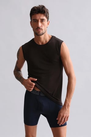 Mısırlı Modal By Tencel Hercules Slim Fit Bisiklet Yaka Sporcu Atlet Kahverengi