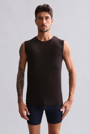 mısırlı modal by tencel hercules slim fit bisiklet yaka sporcu atlet kahverengi