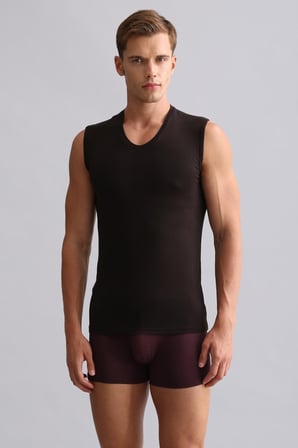 mısırlı modal by tencel hercules slim fit v yaka sporcu atlet / t-shirt kahverengi