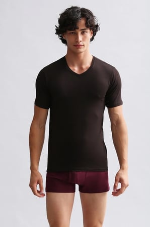 Mısırlı Modal By Tencel Hercules Slim Fit V Yaka Fanila / T-Shirt Kahverengi