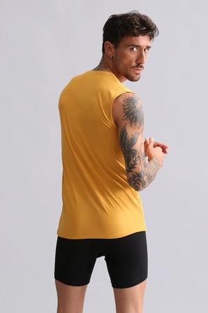 mısırlı modal by tencel hercules slim fit bisiklet yaka sporcu atlet hardal