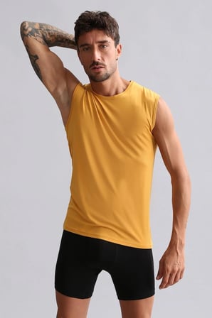 mısırlı modal by tencel hercules slim fit bisiklet yaka sporcu atlet hardal