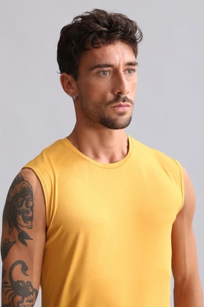 mısırlı modal by tencel hercules slim fit bisiklet yaka sporcu atlet hardal