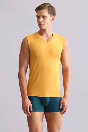 mısırlı modal by tencel hercules slim fit v yaka sporcu atlet / t-shirt hardal