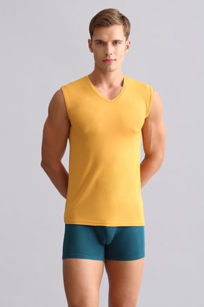 Mısırlı Modal By Tencel Hercules Slim Fit V Yaka Sporcu Atlet / T-Shirt Hardal