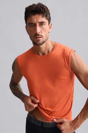 mısırlı modal by tencel hercules slim fit bisiklet yaka sporcu atlet pas kırmızısı