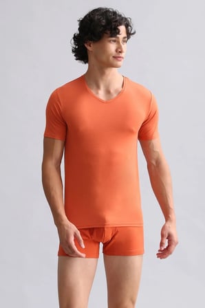 Mısırlı Modal By Tencel Hercules Slim Fit V Yaka Fanila / T-Shirt Pas Kırmızısı