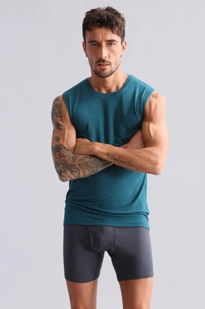 mısırlı modal by tencel hercules slim fit bisiklet yaka sporcu atlet fit green