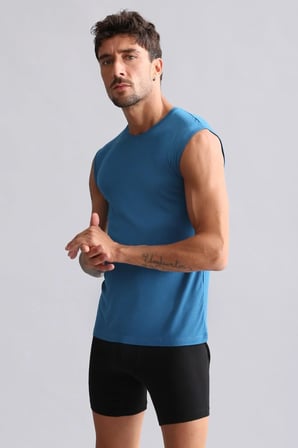 mısırlı modal by tencel hercules slim fit bisiklet yaka sporcu atlet petrol