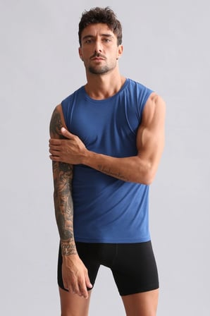 Mısırlı Modal By Tencel Hercules Slim Fit Bisiklet Yaka Sporcu Atlet Gece Mavisi