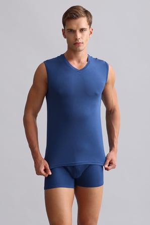 mısırlı modal by tencel hercules slim fit v yaka sporcu atlet / t-shirt gece mavisi