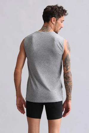 mısırlı modal by tencel hercules slim fit bisiklet yaka sporcu atlet gri melanj