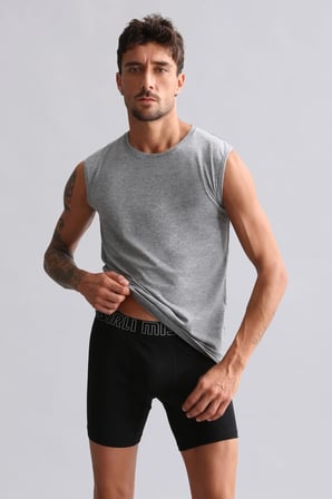 mısırlı modal by tencel hercules slim fit bisiklet yaka sporcu atlet gri melanj