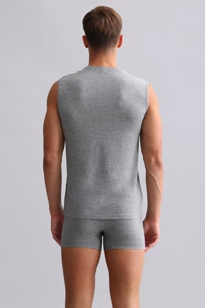 mısırlı modal by tencel hercules slim fit v yaka sporcu atlet / t-shirt gri melanj