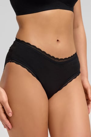 Kadın Modal Dantelli Yüksek Bel Hipster Külot Siyah