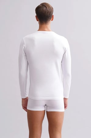Erkek Modal by TENCEL HERCULES Slim Fit Bisiklet Yaka Uzun Kollu Fanila Beyaz