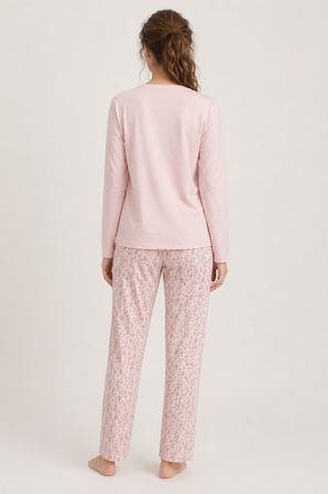 Mısırlı Kadın Pamuk Tavşan Baskı Detaylı Pijama Takım Açık Sarı
