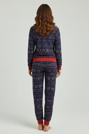 Mısırlı Kadın Modal Desenli Pijama Takım Lacivert