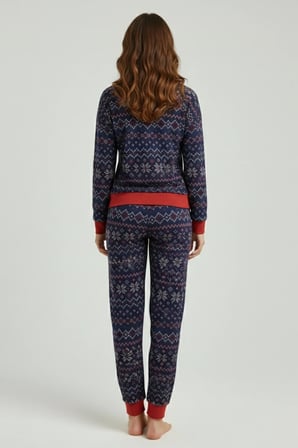 Mısırlı Kadın Modal Desenli Pijama Takım Lacivert