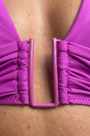 Mısırlı Aksesuarlı Uzun Üçgen Bikini Takım Fuşya