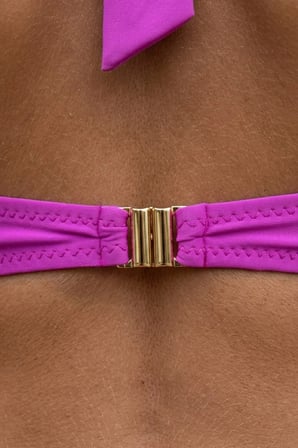 Mısırlı Aksesuarlı Uzun Üçgen Bikini Takım Fuşya