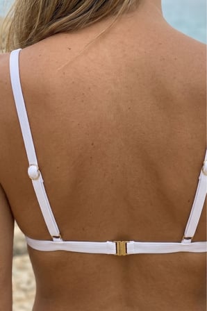 Mısırlı File Detaylı Uzun Üçgen Bikini Takım Beyaz