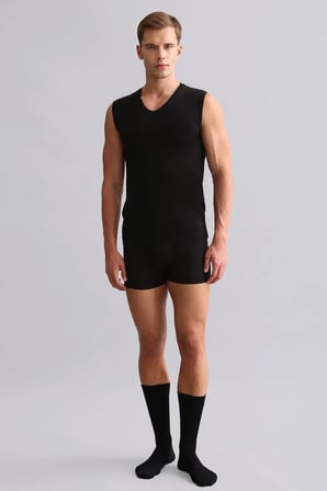 Mısırlı Modal By Tencel Hercules Slim Fit V Yaka Sporcu Atlet / T-Shirt Siyah