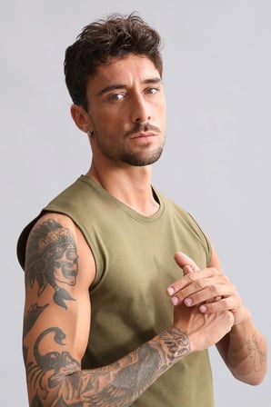 mısırlı modal by tencel hercules slim fit bisiklet yaka sporcu atlet koyu haki