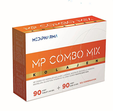  Mp Combo Mix Kolajen 90 Tablet+90 Şase Hidrolize Kolajen, L- Arjinin, Glutatyon, Çinko ve Vitamin K2 Takviye Edici Gıda