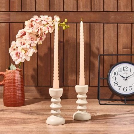 Mumsan 2'li Burgu Şamdan Mumu - Açık Kahverengi - 25 cm