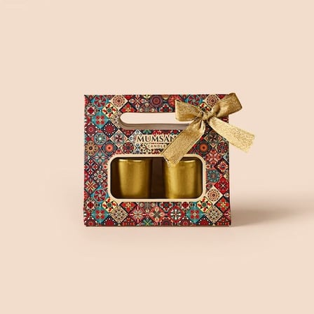 Mumsan Etnik 2'li Blok Mum - Altın - 7x5 cm