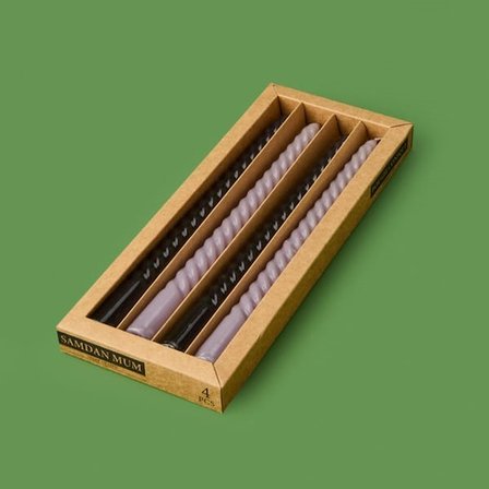 Mumsan 4'lü Burgulu Parlak Şamdan Mumu - Gri / Siyah - 25 cm
