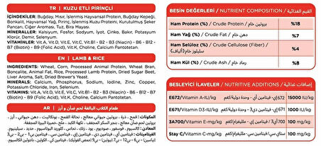 Kuzu Etli & Pirinçli Yetişkin Köpek Maması 3 KG (6 Adet)