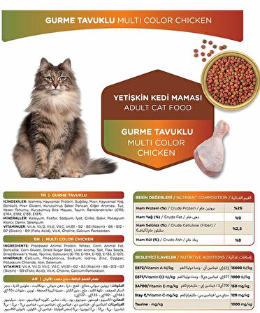 Tavuklu Gurme Yetiskin Kedi Mamasi 15 KG