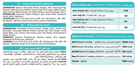 Kısırlaştırılmış Somonlu Kedi Maması 1,5 Kg (12 Adet)