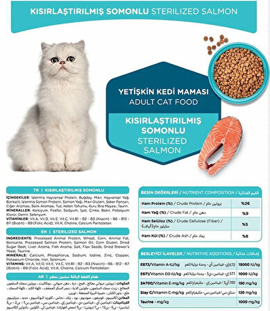 Kısırlaştırılmış Somonlu Kedi Maması 1,5 Kg (12 Adet)