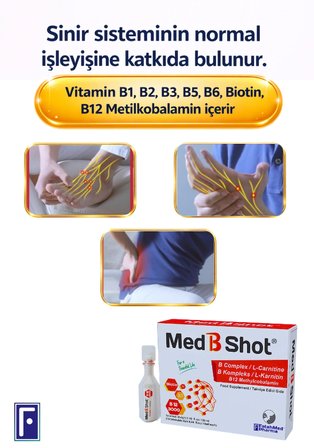 MED B SHOT® B Kompleks Vitamin , Aktif B12 3000 Mcg , Biotin ,b1, B2, B3, B5, B6, B1, L- Karnitin