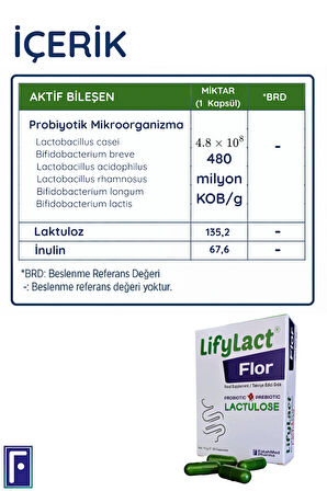 LifyLact ® Flor Probiyotik Kapsül , , Prebiyotik , Laktuloz,