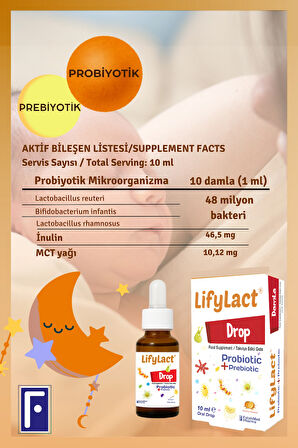 LifyLact Damla 10 ml , Probiyotik, Prebiyotik, Gaz Damlası