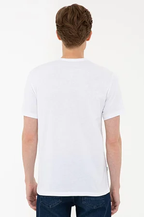 Pierre Cardin  Beyaz Slim Fit Basic V Yaka T-Shirt