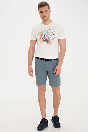 Ekru Slim Fit Bisiklet Yaka T-Shirt