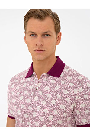 Mürdüm Slim Fit Desenli Polo Yaka Tişört 50232421-vr074