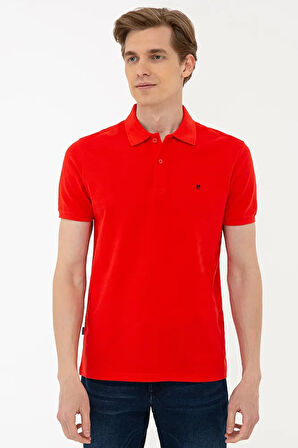 Nar Çiçeği Slim Fit Basic Polo Yaka T-Shirt