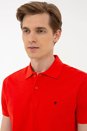 Nar Çiçeği Slim Fit Basic Polo Yaka T-Shirt