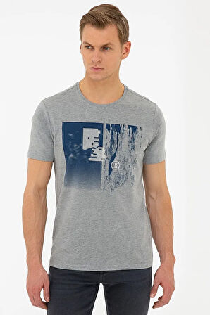 Gri Melanj Slim Fit Bisiklet Yaka T-Shirt