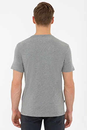 Gri Melanj Slim Fit Bisiklet Yaka T-Shirt