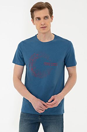 Mavi Slim Fit Bisiklet Yaka T-Shirt