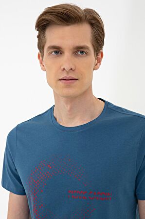 Mavi Slim Fit Bisiklet Yaka T-Shirt